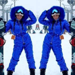 βοΈ Blue Ambient Avalanche Metallic Snow Ski Suit